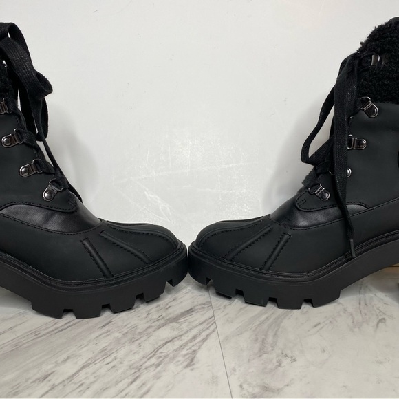 Steve Madden Northern Faux Fur Black Heeled Boot 9M - Picture 6 of 14